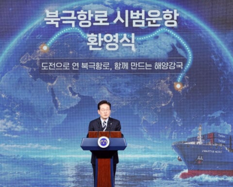South Korea's Lee welcomes home Arctic container ship as route faces viability tests