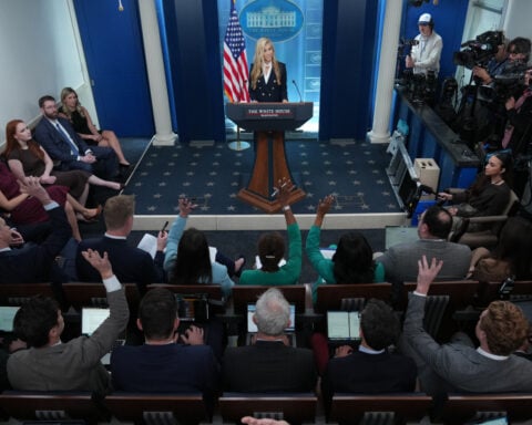 Katie Zacharia, Trump's new White House press secretary, makes a brief appearance before reporters