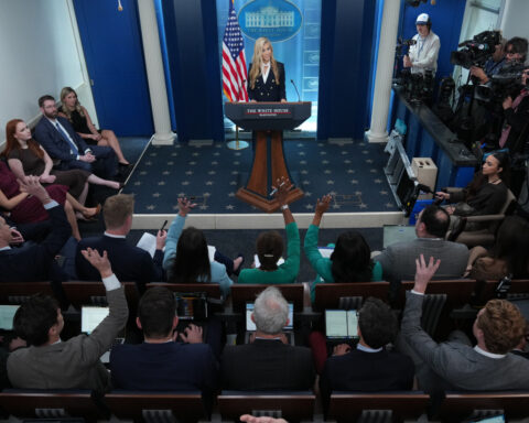 Katie Zacharia, Trump's new White House press secretary, makes a brief appearance before reporters