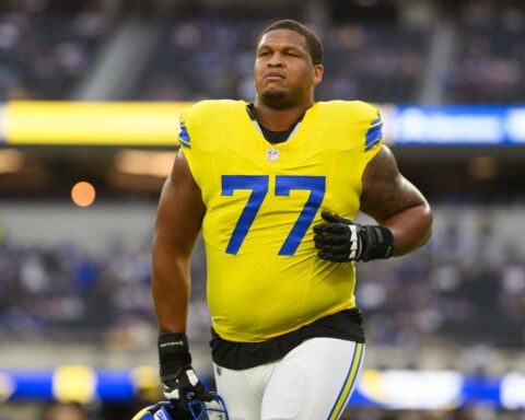 Rams lineman Alaric Jackson has suspension reduced to 1 game for punching Bills' Chubb