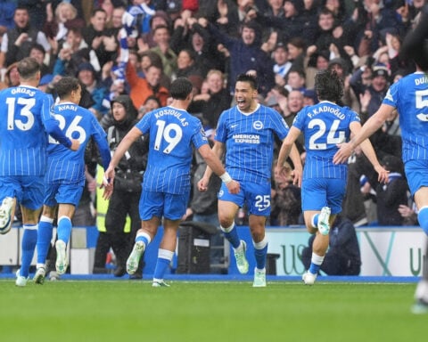 Diego Gomez scores from halfway line for Brighton to revive memories of David Beckham's famous goal