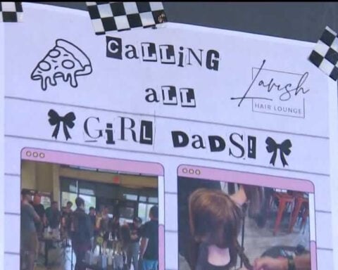 New Mexico dads learn braiding skills at pizza shop event