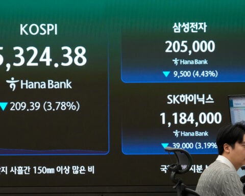 World shares are mixed after Wall Street's AI-related losses, while oil prices jump
