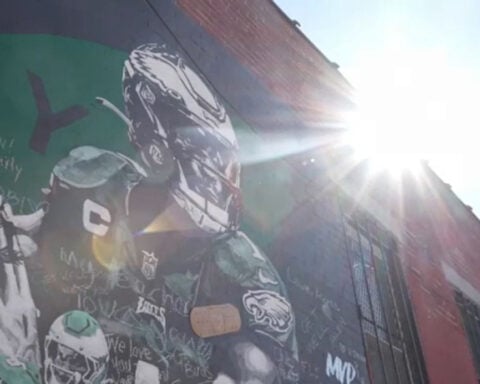 Eagles fans turn mural into giant get-well card for Jalen Hurts