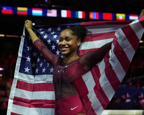 American gymnast Skye Blakely's long road to the top ends with gold at the world championships