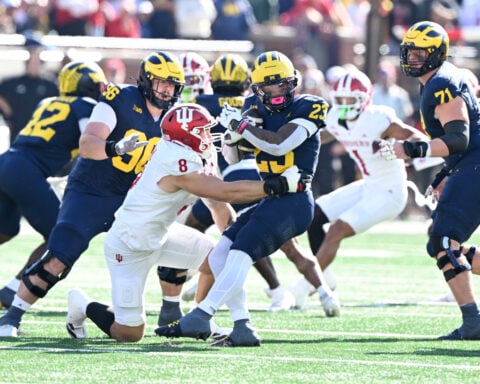 Hoover's TD run lifts No. 6 Indiana to 13-6 OT win at Michigan, its 1st win at Big House since 1967