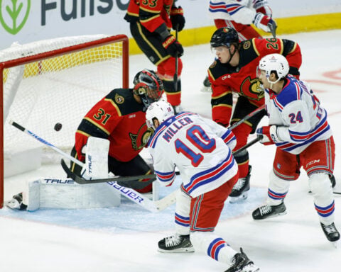 Drake Batherson has 3 goals and an assist in the Senators' 7-4 victory over the Rangers