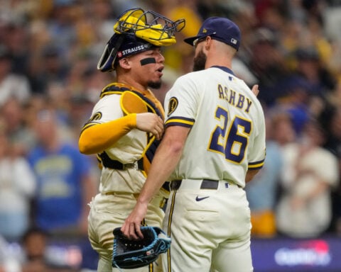 Brewers lefty Aaron Ashby nears postseason scoreless relief record with World Series save