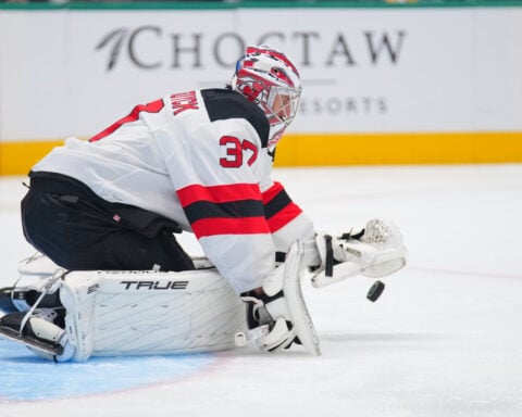 'Finally!' Hellebuyck wins his New Jersey debut over Dallas playing for the first time in 6 months
