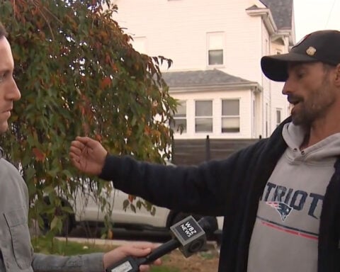 Dashcam video shows truck crash into tree in Massachusetts, narrowly missing delivery driver