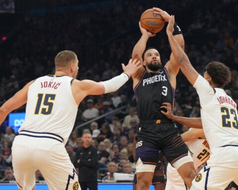Suns' Dillon Brooks ejected from game for kicking Nuggets' Jamal Murray in the groin